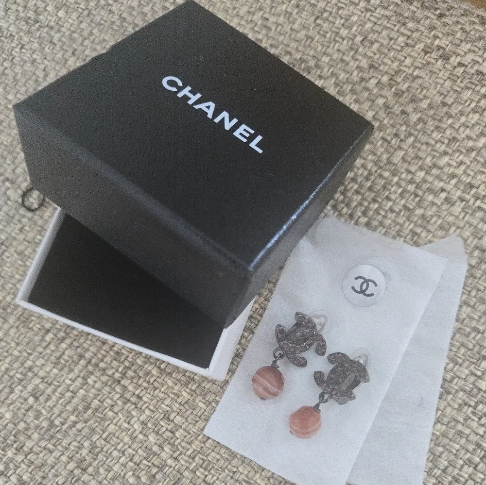 Chanel Red Crystal Earrings